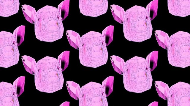 Minimal animation gif art. 3d piggy pattern face