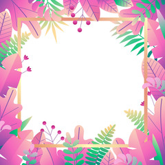 Fototapeta na wymiar vector cute digital floral frame in pink palette augmented with gradient square frame.