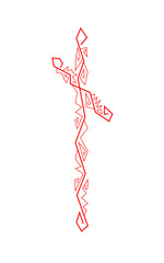 rune Nauthiz. Ancient Scandinavian runes. Runes senior futarka. Magic, ceremonies, religious symbols. Predictions and amulets.