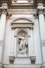 Venice, Italy. Facade of catholic church in Venice (Chiesa di San Rocco).