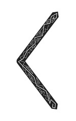 Kenaz rune. Ancient Scandinavian runes. Runes senior futarka. Magic, ceremonies, religious symbols. Predictions and amulets. - obrazy, fototapety, plakaty