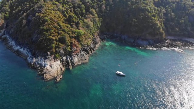 AERIAL. Top view of Tropical seascape view PP island in Krabi island, southeast of Thailand