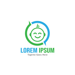 Baby logo template design. Minimalist baby logo with modern frame