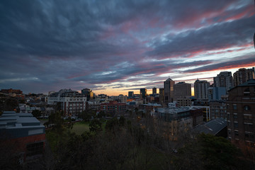 panorama of sydney at sunset