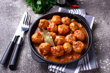 Homemade meatballs with tomato sauce