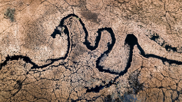 Winding River And Brown Swamps, Aerial View