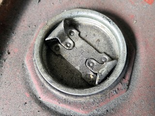 Engine oil tank cap.Close-up