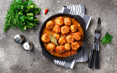 Homemade meatballs with tomato sauce