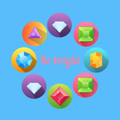 cartoon colored stone icon