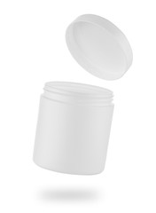 White plastic jar or box with lid open