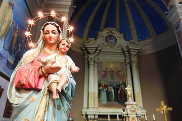 Comacchio, Italy. Interiors of catholic church (Duomo di Comacchio).