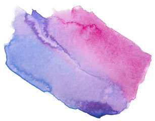 Watercolor stain, with paint and paper texture. On a white background isolated for design, mockup, high resolution postcards and banners. Hand-drawn on paper DIY