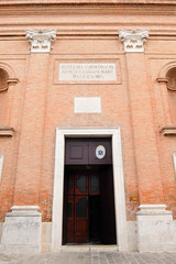 Fototapeta na wymiar Comacchio, Italy. Facade of catholic church (Duomo di San Cassiano).