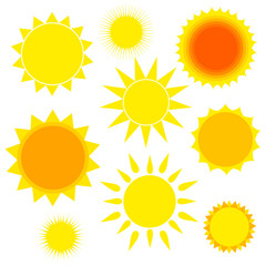Sun icon isolated on back