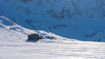 Dream atmosphere and views. Winter on the Alpe di Siusi, Dolomites. Italy