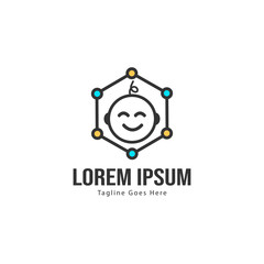 Baby logo template design. Minimalist baby logo with modern frame