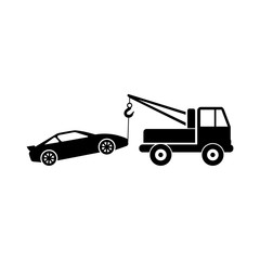 Car tow service, 24 hours, truck , isolated icon on white background