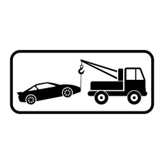 Fototapeta na wymiar Car tow service, 24 hours, truck , isolated icon on white background