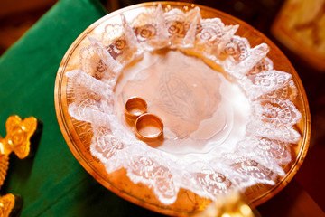 Golden wedding rings for newlyweds