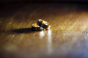 Golden wedding rings for newlyweds