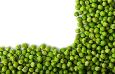 Green peas isolated on a white background. Copy space.