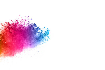 abstract powder splatted background. Colorful powder explosion on white background. Colored cloud. Colorful dust explode. Paint Holi.