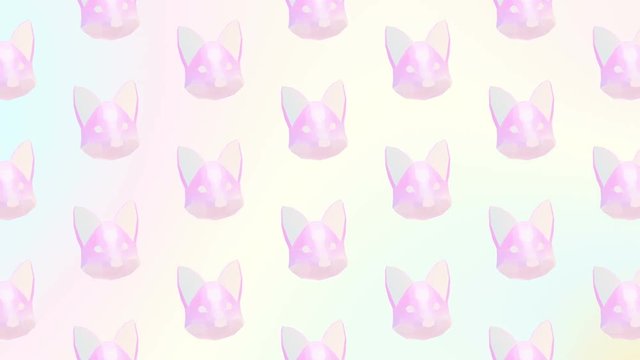 Minimal animation gif art. 3d fox face pattern. Pastel pink trends