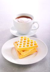 Obraz na płótnie Canvas Homemade waffles with icing sugar,