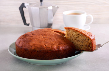 Traditional banana cake, sliced