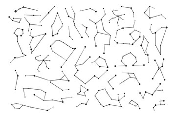 Vector illustration of zodiac constellations set on white background