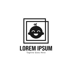 Baby logo template design. Minimalist baby logo with modern frame