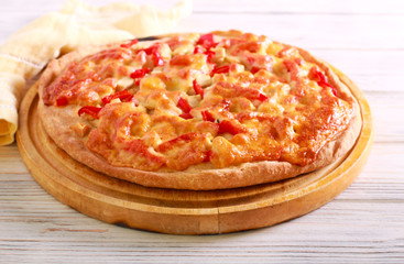 Chicken and red pepper homemade pizza