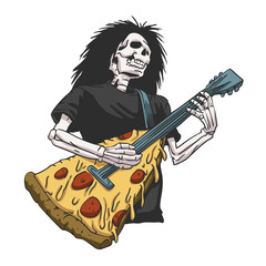 Skeleton playing the guitar - Vector illustration