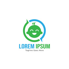 Baby logo template design. Minimalist baby logo with modern frame