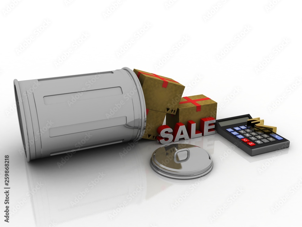 Poster 3d rendering calculator with card box