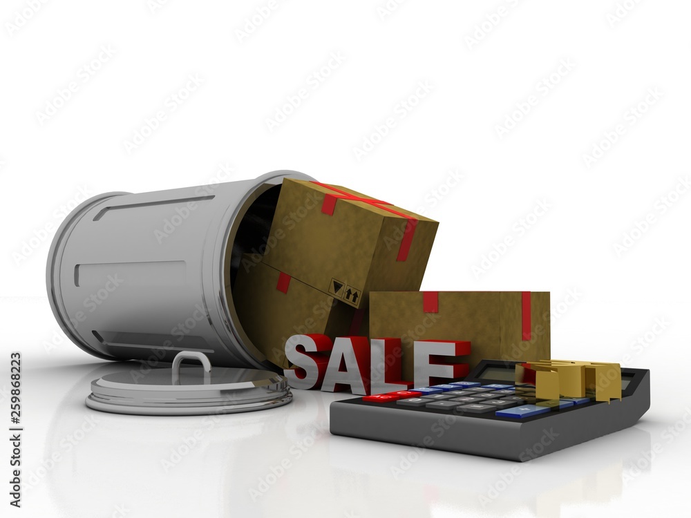 Poster 3d rendering calculator with card box