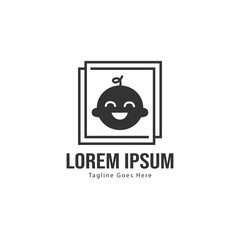 Baby logo template design. Minimalist baby logo with modern frame