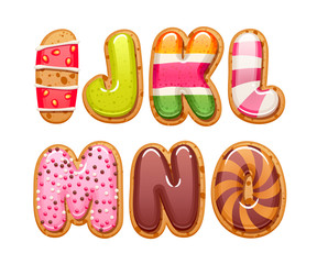 Cookies with colorful icing abc letters set.