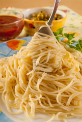 spaghetti cheese platter