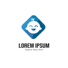 Baby logo template design. Minimalist baby logo with modern frame