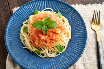 Nutritious and delicious tomato sauce pasta