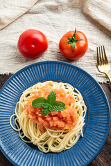 Nutritious and delicious tomato sauce pasta