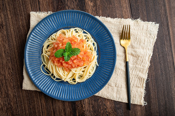 Nutritious and delicious tomato sauce pasta