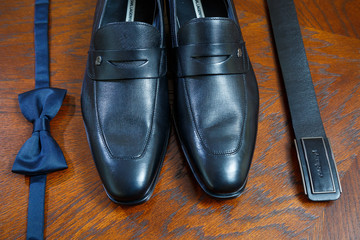 men's accessories shoes, belt, tie and cufflinks