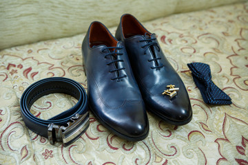 men's accessories shoes, belt, tie and cufflinks