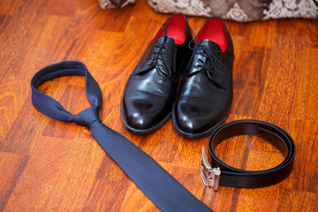 men's accessories shoes, belt, tie and cufflinks