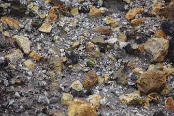 Colored gravel. The production of crushed stone. Abandoned mine