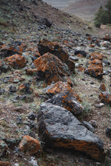 Colored gravel. The production of crushed stone. Abandoned mine