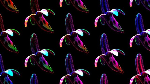 Minimal motion gif art. 3d bananas pattern glitch dynamic clubbing vibes