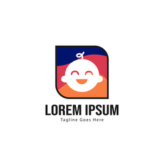 Baby logo template design. Minimalist baby logo with modern frame